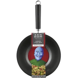 KEN HOM 20cm Carbonstahl Mini Wokpfanne Induktion mit Antihaftbeschichtung, Excellence, Hitzebeständig Griff, Spülmaschinenfest, 5 Jahre Garantie