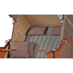 Mr. Deko Strandkorb - bene living - Schaalsee Mahagoni - PE grau - Modell 520 - inkl. Liftersystem