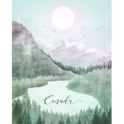Bild KOMAR "Vintage Travel Canada", grün (farbe bild(er): grün), B:40cm H:50cm, Papier, Holz, Bilder, Wandbild zur Dekoration - ohne Rahmen