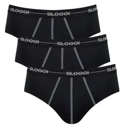 Sloggi 3P Men Start Midi C3P Schwarz Baumwolle Small Herren