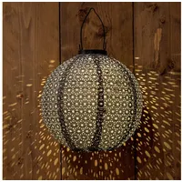 Spetebo Lampion Textil grau 25 cm Solar LED warm weiß