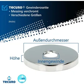 tecuro Gewinderosette (3/4) - 27 mm x Ø 80 mm x Höhe 15 mm, Messing verchromt
