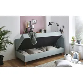 Möbel Kraft Polsterliege mit Bettkasten 130 x 0 x 84 cm Blau