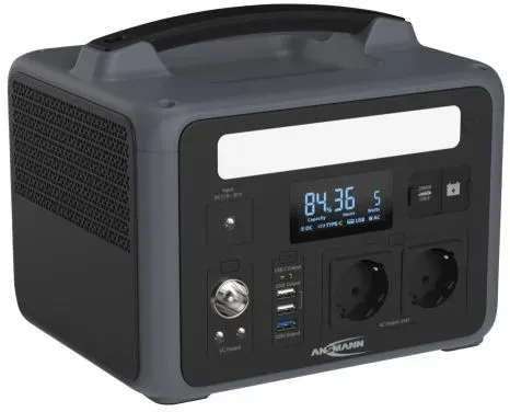 Ansmann Powerstation PS600AC 600W, 640Wh Powerstation, LiFePO4 Akku, integrierte LED-Lampe