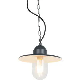 QAZQA Hängelampe Stahl/Glas IP44 E27 spritzwassergeschützt anthrazit