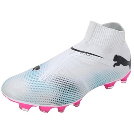 Puma Future 7 Match+ Ll Fg/Ag Soccer Shoes, Puma White-Puma Black-Poison Pink, 42