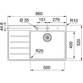 Franke Mythos MYX 211-86 A Edelstahl ab 60 cm 127.0642.074 - inkl. - Silber