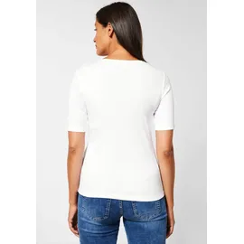 STREET ONE Basic Kurzarmshirt, weiß,