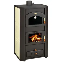Wasserführender Kaminofen mit Backfach Prity FGW20, creme