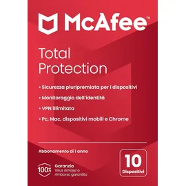 McAfee Total Protection 2025 VOLLVERSION 10 Geräte 1 Jahr DE Win Android iOS