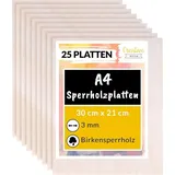 Creative Deco Sperrholzplatte 25 x A4 3 mm Birkensperrholz