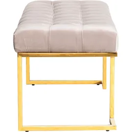 Kayoom Sitzbank KAYOOM "Rarity 225, Edler Touch durch goldenes Gestell", grau (taupe), B:100cm H:48cm T:47cm, Bezug: 100% Polyester (Samt) Gestell: Edelstahl, Sitzbänke, Sitzbank, eckig, samtweich, gesteppt, mit Zierknöpfen, Edelstahlgestell