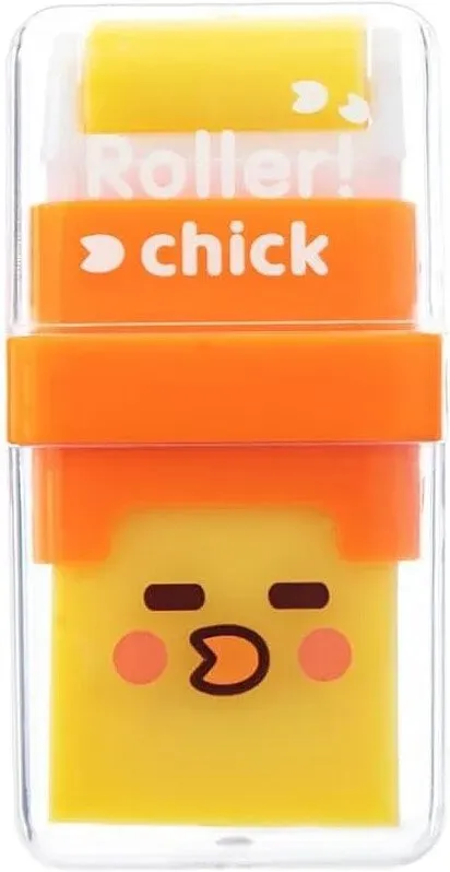 M&G Radiergummi mit Reinigungsrolle und Schutzkappe, Niedlicher Tier Radierer für Kinder, Cartoon Radiergummi für Schule, Büro und Zuhause, Gelbes Küken