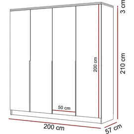 lookway Kleiderschrank AURORA 4D 200 x 213 x 57 cm Beige