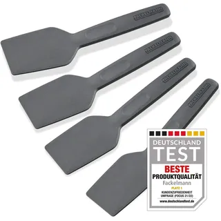 Fackelmann Statement Spachtel für Raclette 4er Set – Schaber mit ergonomischem Griff und Daumenmulde – Raclett-Schieber im praktischen 4 Stk Bundle – ca. 15,5 x 4 x 1 cm, Grau