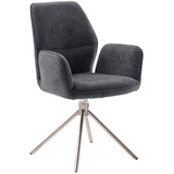 MCA Furniture MCA GREYTON 4 Fuß Stuhl mit Armlehnen Edelstahl/Stoffbezug 180° drehbar Anthrazit/Silber