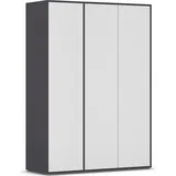 Rauch Möbel NABILA Drehtürenschrank Kleiderschrank, Kleiderschränke, Garderobe 3-türig, Push-to-Open Farbe Alpinweiß/Grau metallic, 140x194x53cm