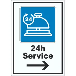 24H Service Aufkleber mit Pfeil rechts A6 (105x148mm)