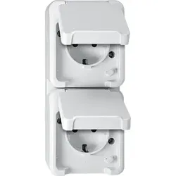 Merten MEG2328-8019 SCHUKO-Doppel-Steckdose, senkrecht angeordnet mit BRS, polarweiß, AQUASTAR MEG23288019