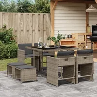 vidaXL Garten-Essgruppe 9-tlg. Grau