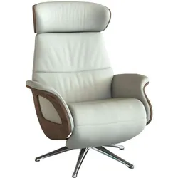 Relaxsessel FLEXLUX "Clement elektrischer Funktionsessel", weiß (warm weiß), B:81cm H:111cm T:90cm, Sessel, Größe M, Rücken & Fußteil elektrisch, Akku, Arml. Walnuss, Fuß Alu