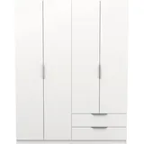 Demeyere GROUP Drehtürenschrank »Kinderkleiderschrank, 4 Türen, 2 Schubladen, weiß matt, 157,3 x 51,1 x 203 cm, Holzwerkstoff, grau