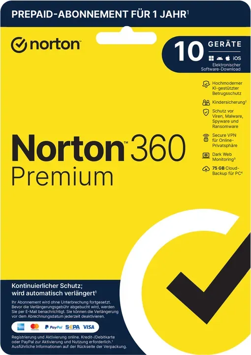 Norton 360 Premium 10 Geräte 1 Jahr