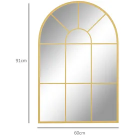 Homcom Wandspiegel Fensterspiegel 91 x 60 cm Spiegel mit Metallrahmen Hängespiegel für Wohnzimmer, Schlafzimmer, Gold