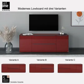 Set One by Musterring Reno TV-Lowboard 182 cm Rot/Bordeaux Glas