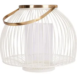 Grosses Windlicht aus Metall in Weiss-Gold 28 x 23cm- Elegante Laterne für eine stimmungsvolle & motivierende Atmosphäre im Garten, Balkon & Terrasse