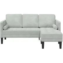 vidaXL Sofa mit Chaiselongue L-Form Hellgrau 160 cm Samt