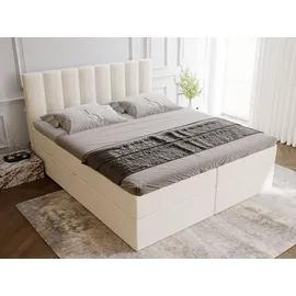 GRAINGOLD Boxspringbett mit Bettkasten 180x200 Beige