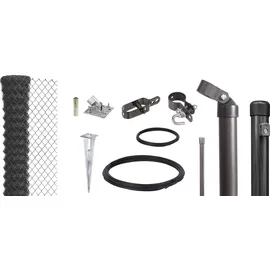 GAH Alberts Alberts Maschendrahtzaun als Zaun-Komplettset, mit Bodenhülsen, anthrazit-metallic 125 cm Länge 100 m hoch, m lang