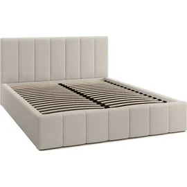 FEDVE Polsterbett Doppelbett Handorf Schlafzimmer Bett 140x200 Creme (Anthology 01) - Creme