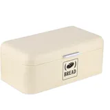 Relaxdays Brotkasten mit Deckel & Griff, Beige,Silber