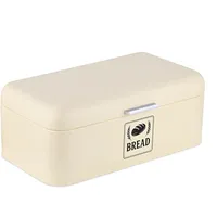 Relaxdays Brotkasten mit Deckel & Griff, Beige,Silber