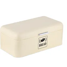 Relaxdays Brotkasten mit Deckel & Griff Beige,Silber