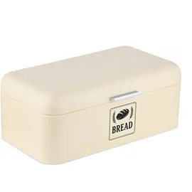 Relaxdays Brotkasten mit Deckel & Griff Beige,Silber