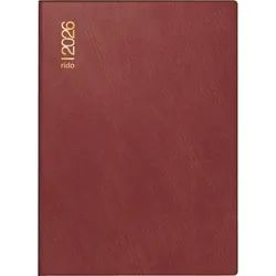 Rido Taschenkalender Technik III 10x14cm 1 Tag/Seite Kunststoff bordeaux 2026