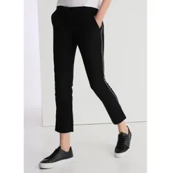 Victorio & Lucchino, V&L für Damen. 300108061 Hose mit schwarzem, mit Juwelen besetztem Seitenband (32), Lässig, Polyester
