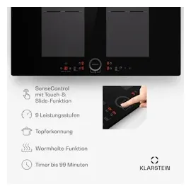Klarstein Delicatessa 77 Flex Einbaukochfeld Induktion 4 Zonen 7000W Glaskeramik Schwarz