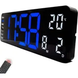 Opis Clock 1 Xl Digitale Wanduhr – Die Riesige Digitale Led-wanduhr Mit Temperaturanzeige Und Blau-weißer Hintergrundbeleuchtung