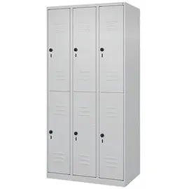 C+P Doppelstock-Spind Classic PLUS, 3 Abteile, 1850x900x500mm, 7035/7035 Verschluss Sicherheits-Drehriegel