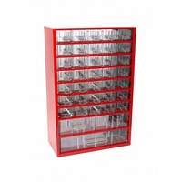 PROREGAL® Kleinteilemagazin Cosima Kleinteilemagazin mit 38 Schubfächer Metallgehäuse rot (Aufbewahrungsbox, Kleinteileregal, Sortimentsboxen, Sortimentskastenregal, Organizer), HxTxB: 44,2x15,5x30,6cm, verschiedene Größen/Farben rot