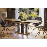 Endo-Möbel Esstisch Appia Special 130 - 210 cm bi colour erweiterbar ausziehbar Säulentisch Küchentisch (Natur Eiche)
