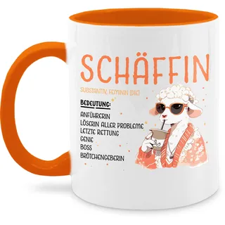 Tasse Tassen 325ml - Job & Beruf - Schäffin I Chefin Geschenk I Anführerin I Leiterin I Vorgesetzte I Lustig I Witzig I Weihnachten - 325 ml - Orange - kaffeebecher sprüche arbeit schaf haferl