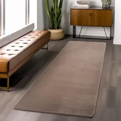 Teppich AYYILDIZ TEPPICHE "JOY 1400", braun (mokka), B:80cm H:11mm L:250cm, Polyester, Teppiche, auch Läufer, uni Kurzflor, Wohnzimmer, Kinderzimmer