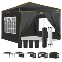 COBIZI Pavillon 3x3m | Wasserdicht | mit Seitenwand | Pop-Up Klicksystem | UV-Schutz 50+ | Faltpavillon | Gartenzelt | Partyzelt | Metall-Verstrebungen | Stabil | Strand Hochzeit Camping