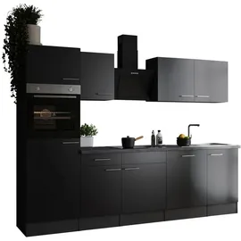 Respekta Küchenzeile Oliver 280 cm Grau Schwarz