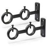 Goowin Gardinenstangen-Halterung, 2 Stück Doppel-Gardinenstangenhalter, Doppelstangenhalterungen, Haken für Wohnzimmer, Schlafzimmer, Gardinenstangen (schwarz) (2pcs)